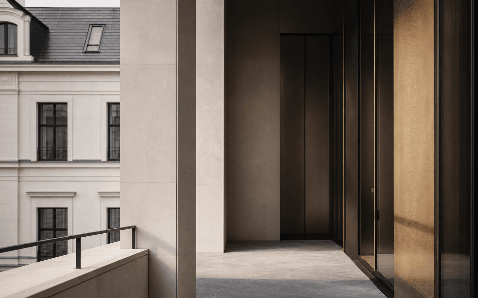 Minimalistická architektonická scéna pro FlatVault